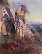 Charles M Russell Sun Worship in Montana USA oil painting artist